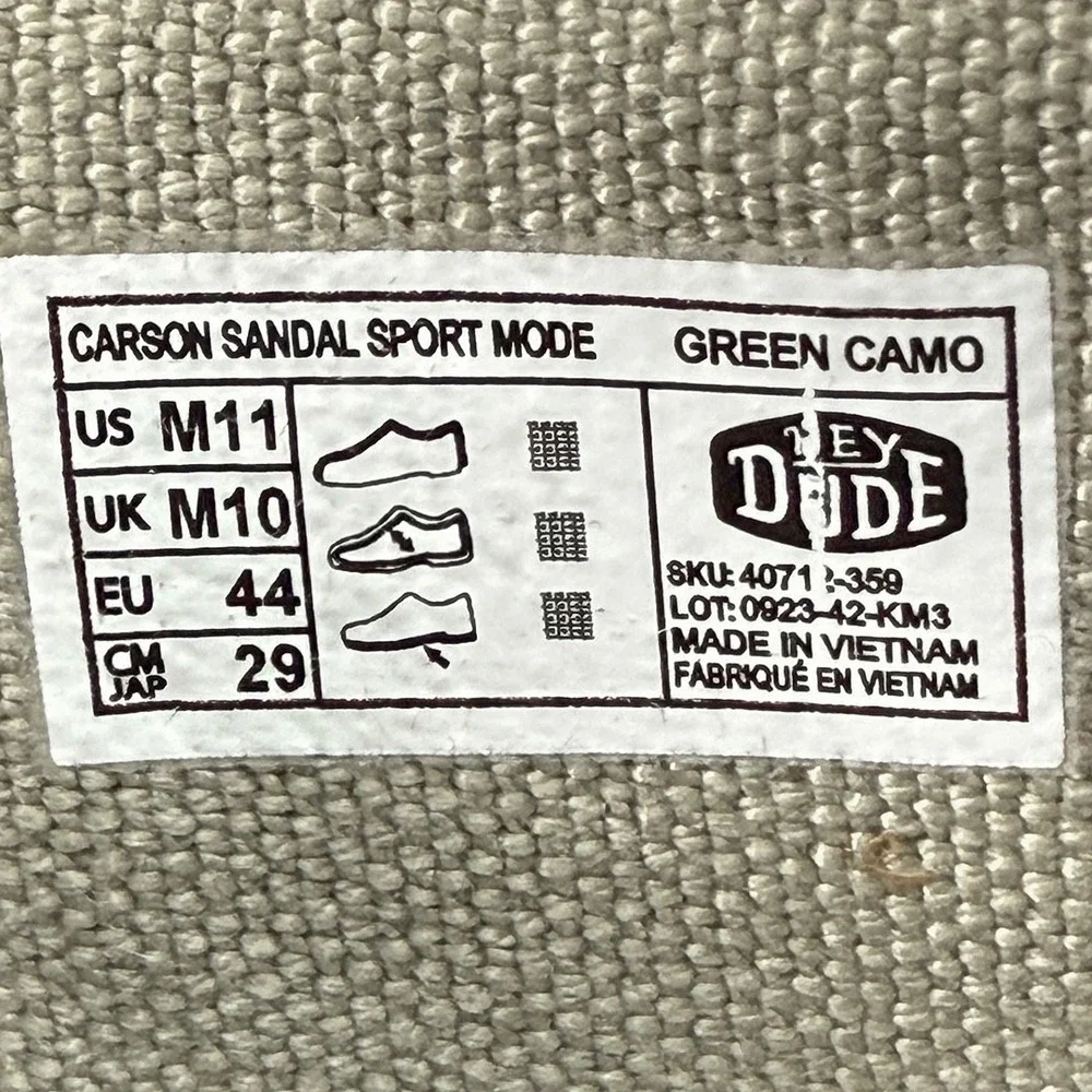 Hey Dude Carson Sport Mode Sandals - NWT  Mens Size 11 Olive - #49590-OF